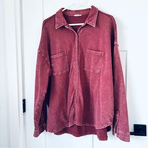 Rustic Red Button-Up Shirt